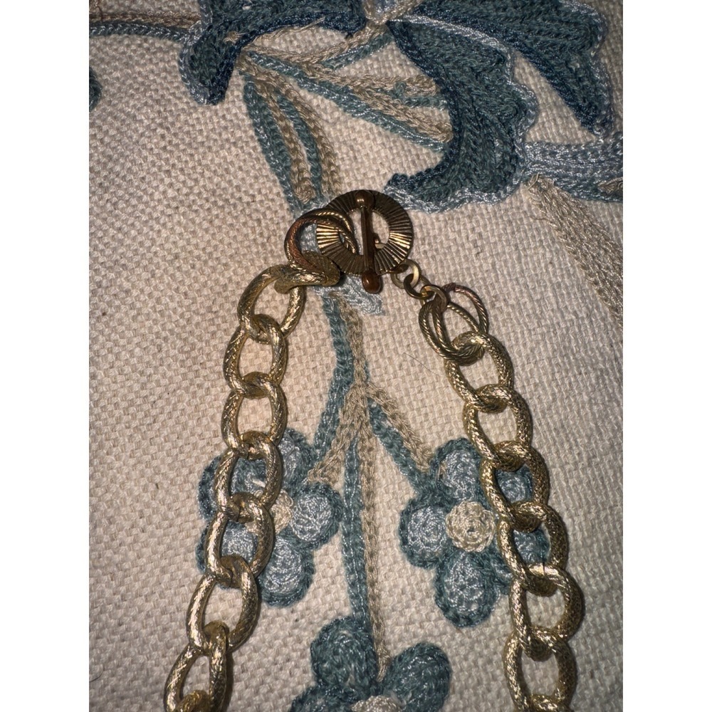 Gold Chain Necklace‎ Green Square Stone Statement Jewelry Fashion Accessory - Picture 3 of 4